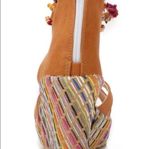 Boho Chic Platform Ankle Strap Orange Sandals 7M - Picture 5 of 7